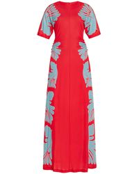 La DoubleJ Angelica Printed Jersey Maxi Dress - Red