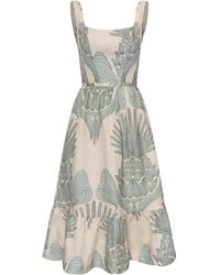 ANDRES OTALORA - En Tus Ojos Printed Linen Midi Dress - Lyst