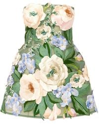 LEO LIN - Roselle Hand-Embroidered Floral Mini Dress - Lyst
