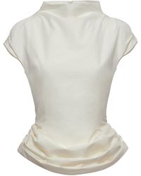 Magda Butrym - Draped Cotton-Silk Peplum Top - Lyst