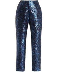 Delpozo - Sequined Satin Straight-leg Pants - Lyst