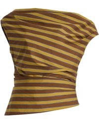 STAUD - Phare Striped Cotton-Blend Top - Lyst