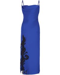 Versace - Lace-trimmed Satin Midi Dress - Lyst