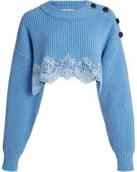 Chloé - Lace-Trimmed Wool Cropped Sweater - Lyst