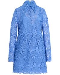Carolina Herrera - Lace Mini Shirt Dress - Lyst