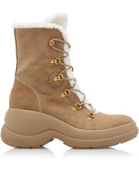 Moncler - Resile Trek Sherpa-lined Suede Ankle Boots - Lyst