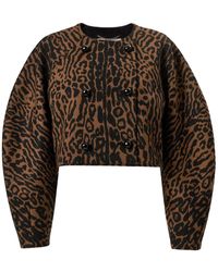 Carolina Herrera - Leopard Jacquard Wool Cocoon Jacket - Lyst