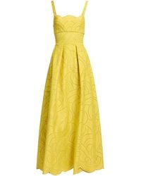 Elie Saab - Embroidered Cotton Midi Dress - Lyst