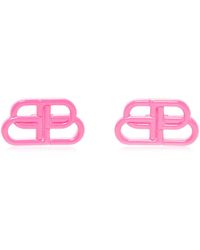 Balenciaga Bb Enamelled Brass Earrings - Pink