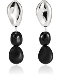 AGMES - Long Tess Sterling Onyx Earrings - Lyst