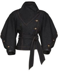 Zimmermann - Valiant Dramatic Collar Denim Jacket - Lyst