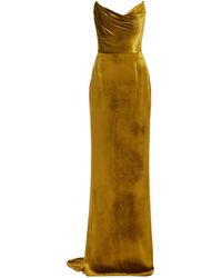 Marchesa - Draped Silk-velvet Gown - Lyst
