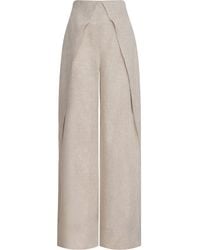 ANDRES OTALORA - De Estaciones Folded Linen Wide-Leg Pants - Lyst