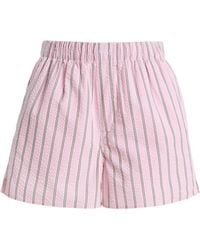 With Nothing Underneath - Exclusive The Boxer Striped Cotton Seersucker Shorts - Lyst