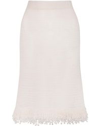 Paris Georgia Basics - Fringed Knit Cotton Midi Skirt - Lyst