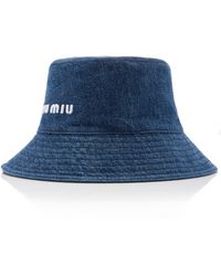 Miu Miu - Washed Denim Bucket Hat - Lyst