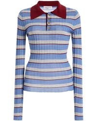 Brandon Maxwell - The Joni Striped Silk-Cashmere Polo Top - Lyst