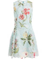 Oscar de la Renta - Floral-Printed Lace Mini Dress - Lyst