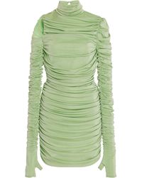 Aliétte Cutout Ruched Jersey Mini Dress - Green