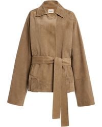 KHAITE - Alder Belted Suede Jacket - Lyst