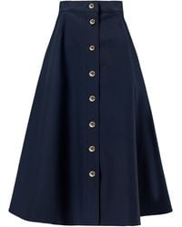 Carolina Herrera - Button-Front Cotton Sateen Midi Skirt - Lyst