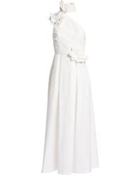 Elie Saab - Floral-Appliquéd Cotton Poplin Maxi Dress - Lyst