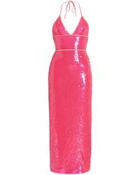 David Koma Sequined Midi Halter Dress - Pink