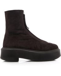 The Row - Zipped Suede Boot I - Lyst