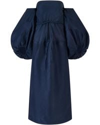 Rosie Assoulin - Balloon-Sleeve Woven Midi Dress - Lyst