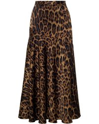 Adam Lippes - Tess Leopard-Printed Silk-Charmeuse Maxi Skirt - Lyst