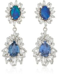 Suzanne Kalan - One-of-a-kind 18k White Gold Sapphire, Opal And Diamond Earrings - Lyst
