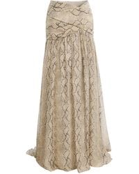 Elie Saab - Python-Printed Chiffon Maxi Skirt - Lyst