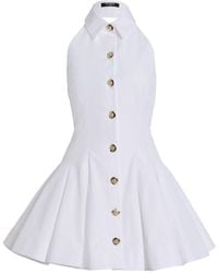 Balmain - Flared Cotton-Poplin Halter-Neck Mini Shirt Dress - Lyst