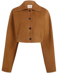 KHAITE - Sue Cropped Suede Jacket - Lyst