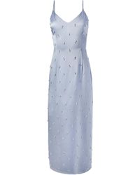 Alejandra Alonso Rojas - Pearl-embellished Silk Midi Dress - Lyst