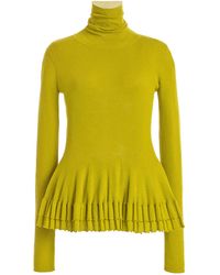 Ashlyn - Merritt Turtleneck Wool-Silk Top - Lyst