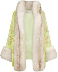 Conner Ives - Demi Couture Fur-Trimmed Embroidered Silk-Mikado Robe - Lyst