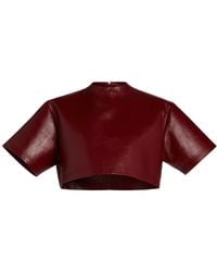 Balenciaga - Cropped Leather T-Shirt - Lyst