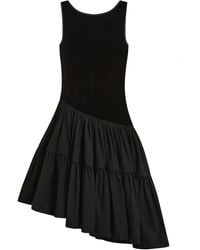 Posse - Dean Drop-Waist Cotton Velvet Midi Dress - Lyst