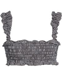 Sea - Neci Shirred Gingham Bikini Top - Lyst