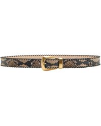 KHAITE - Benny Whipstitch Snake-Effect Leather Belt - Lyst
