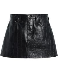 Agolde - Keira Croc-Effect Faux-Leather Mini Skirt - Lyst