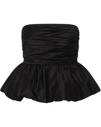 ROAME. - Hazel Strapless Cotton Peplum Top - Lyst
