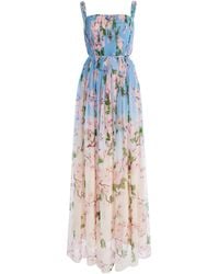 Oscar de la Renta - Pleated Silk Chiffon Gown - Lyst