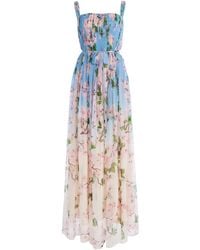 Oscar de la Renta - Pleated Silk Chiffon Gown - Lyst
