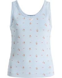 Prada - Bouquet-Print Cotton Tank Top - Lyst