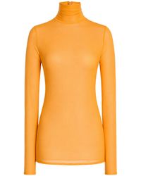 Mugler - High Collar Silk-Blend Top - Lyst