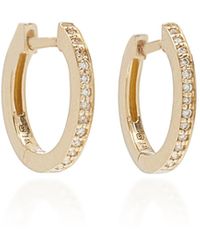 Sydney Evan Pave Huggie 14k Gold Diamond Hoop Earrings - Metallic
