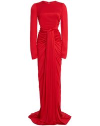 Dolce & Gabbana Draped Jersey Organza Gown - Red