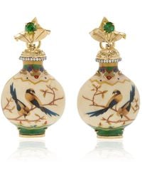 Silvia Furmanovich - Marquetry Wood 18k Yellow Gold Diamond, Tourmaline Bottle Earrings - Lyst